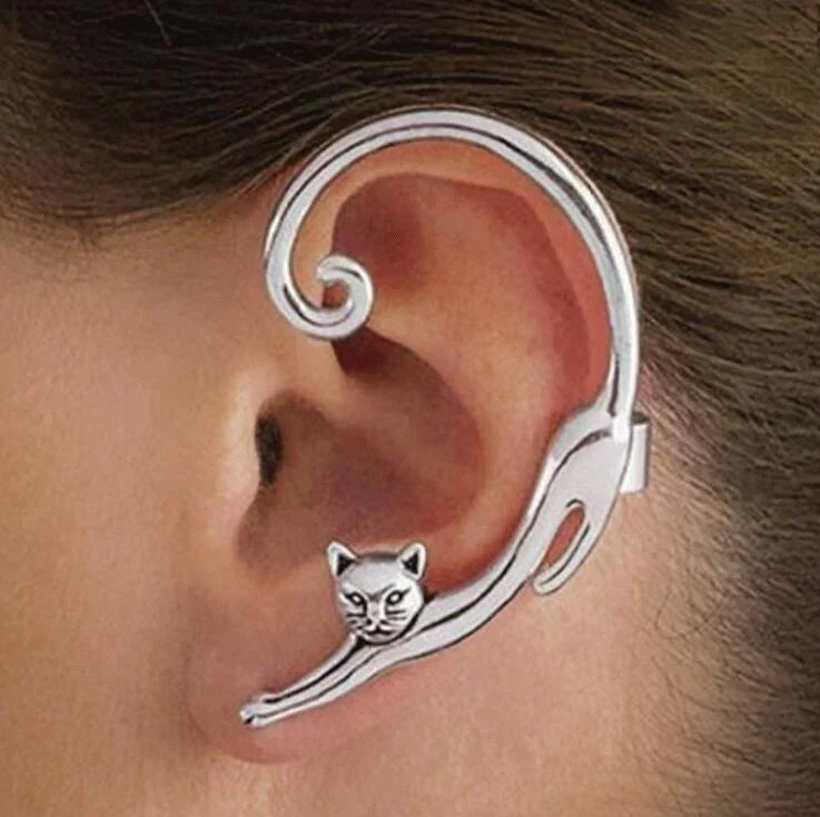 Silver Whisker Charm Earrings | White Gold