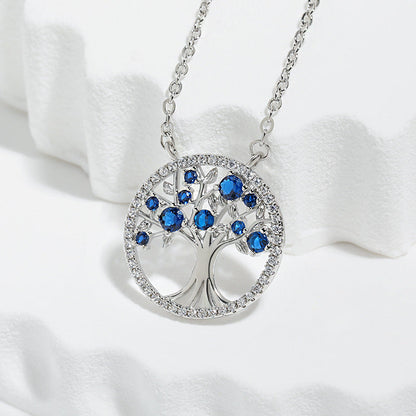 Tree of Life Sapphire Necklace | White Gold
