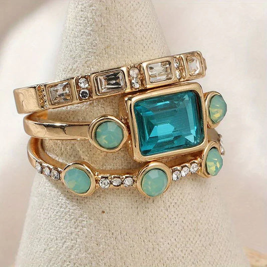 Timeless Azure Ring Set | Gold