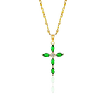Emerald Cross Necklace | Gold